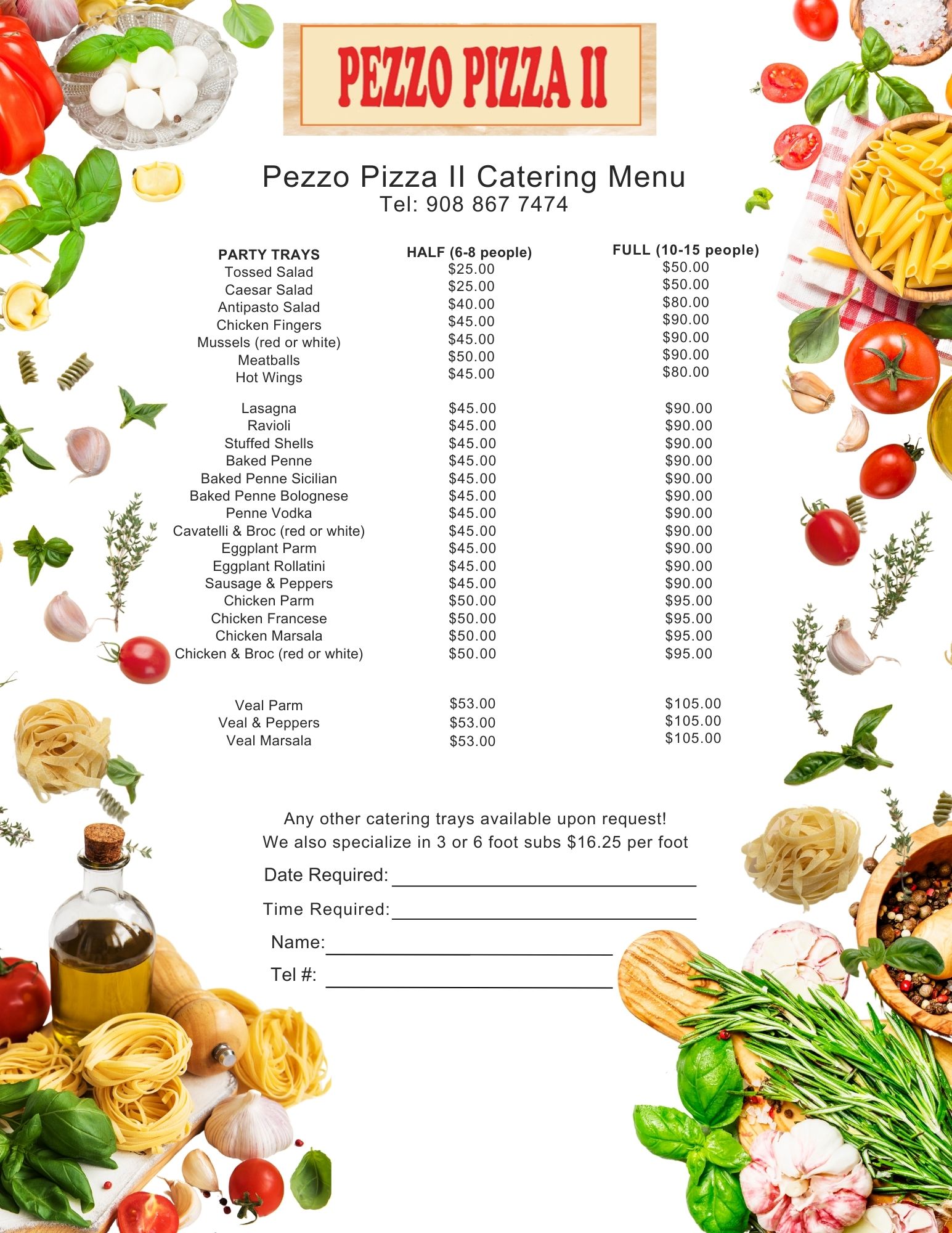 Pezzo Pizza 2 Catering Menu 6132024